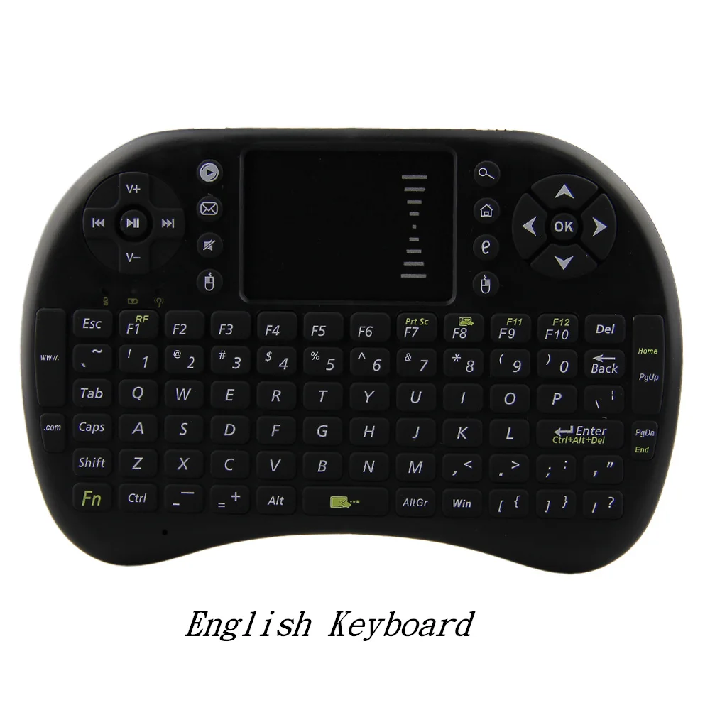 I8 Мини Беспроводная Клавиатура Fly Air mouse tv пульт дистанционного управления с русскоязычной английской раскладкой для ноутбука планшета ПК Android Smart tv BOX - Цвет: English layout Black