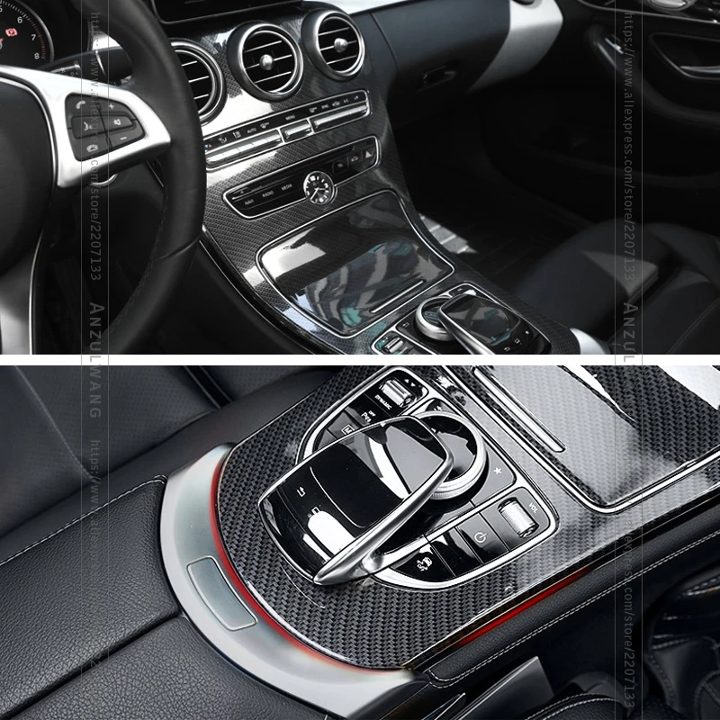 Abs углеродное волокно цветная панель консоли крышка рамы отделка наклейки детали