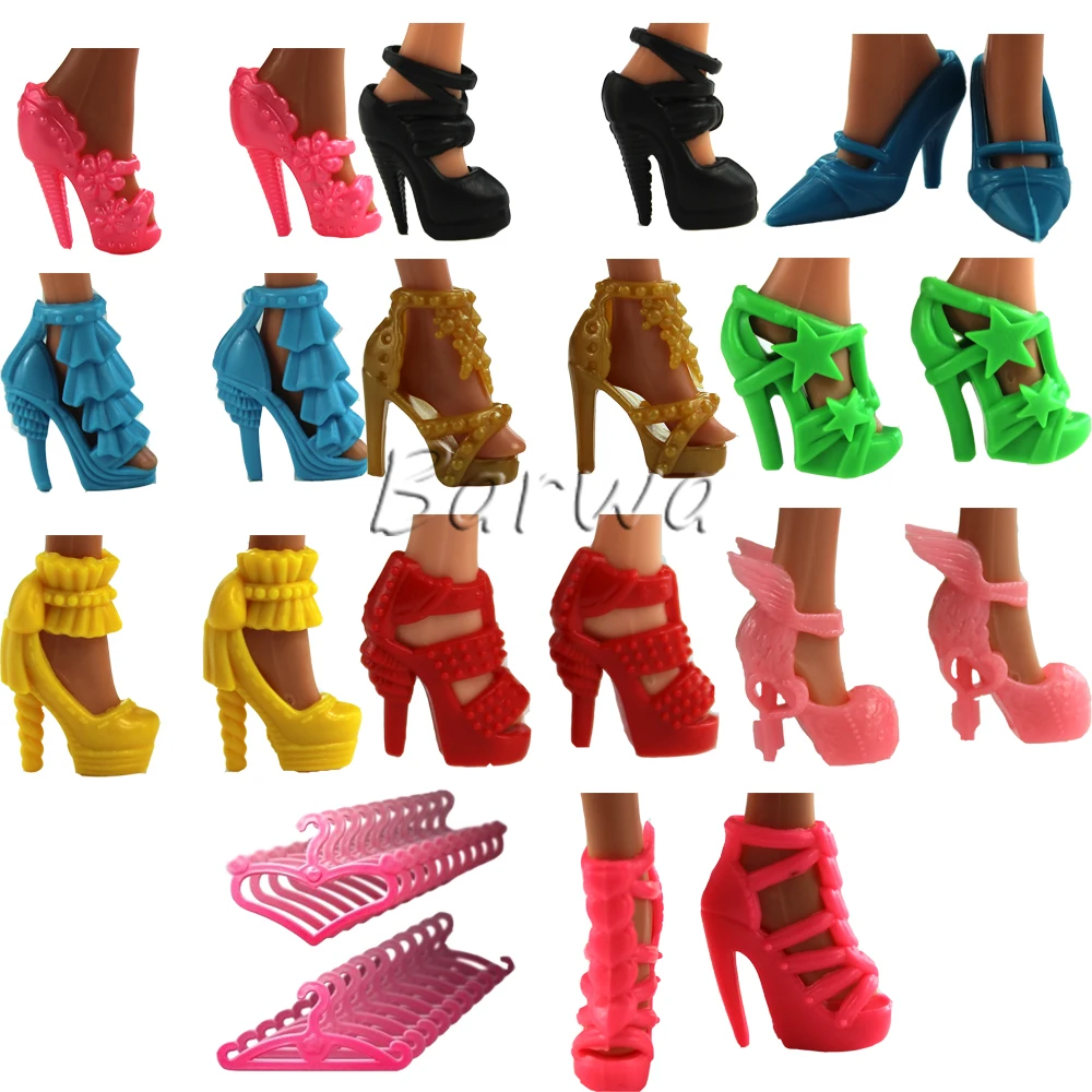 

Shoes 10 Pair Doll New 11.5 Inch Accessories Set Random Bandage Bow High Heel Sandals Cute Heels Colorful For Barbie Toy Fashion