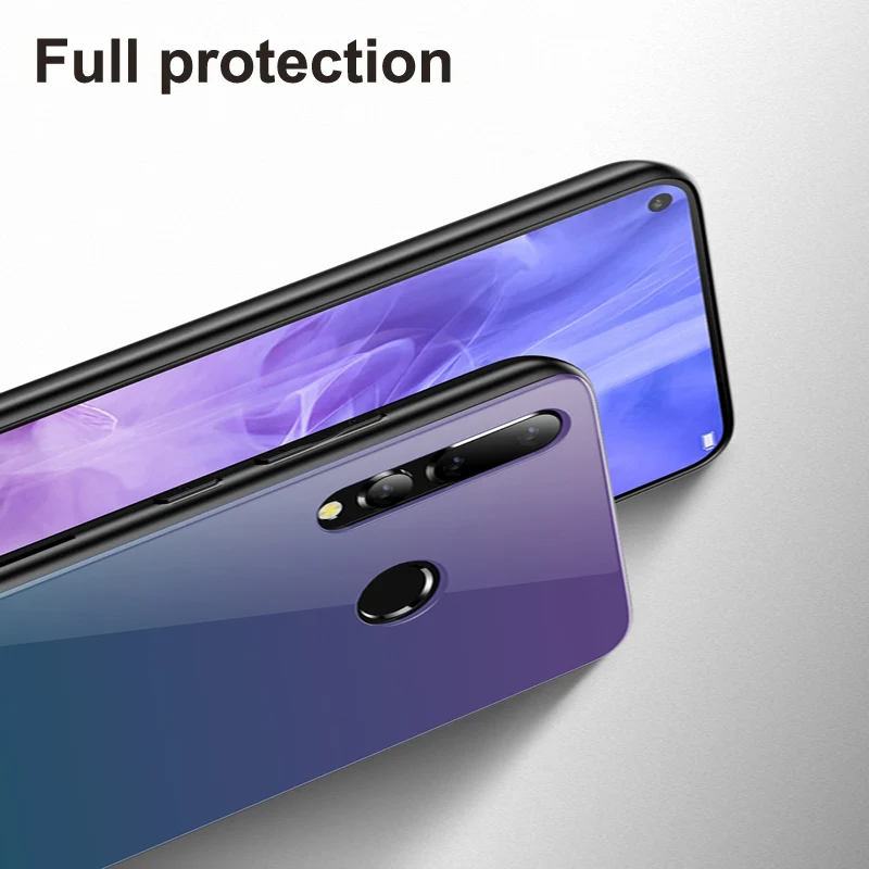 Для Huawei Nova 4 Чехол звездное небо закаленное стекло + TPU Край тонкий жесткий чехол