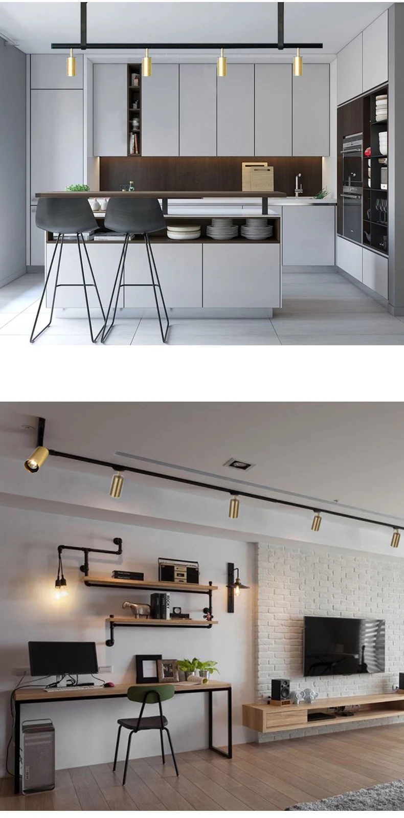Modern Golden Ceiling Lights Wrought Aluminium LED Ceiling Lamps Rail Track Lamps For Living Room Kitchen Home Lighting Fixtures