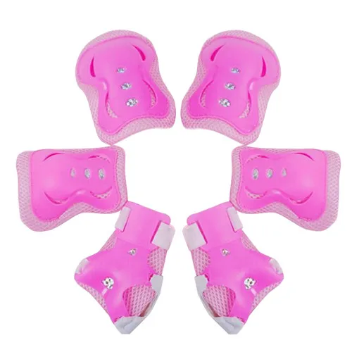 pink 6 шт. регулируемые детские роликовые коньки скейтборд спортивные защитные наборы налокотники наколенники на запястье Защитная Экипировка для велоспорта - Цвет: pink