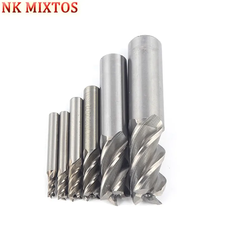 NK MIXTOS 7 шт./компл. Концевая фреза с прямым хвостовиком 4 флейты HSS Сверло 4/6/8/10/12/16/20