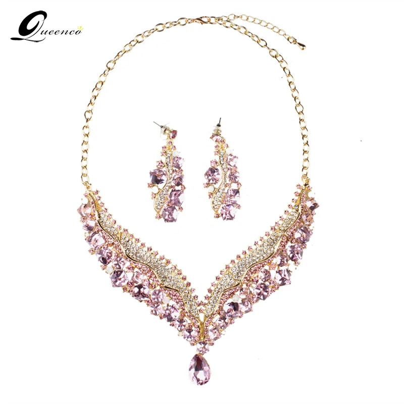 

Women's Fashion Choker Necklace Set Wedding Jewelry Earrings Geometric Crystal Necklace Set for Brides Bridal Jewelry Sets
