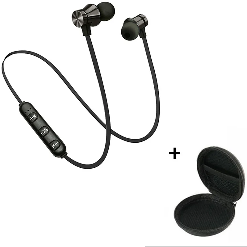 XT11 магнитные беспроводные Bluetooth наушники стерео спортивные наушники водонепроницаемые наушники-вкладыши гарнитура с микрофоном для samsung huawei - Цвет: black with bag