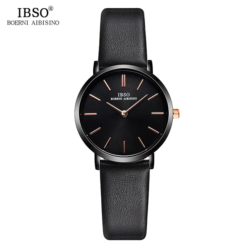 

IBSO Top Brand Luxury Women Watches Round Dial Quartz Wrist Watch Ladies Leather Waterproof Clock Girl Relogio Feminino#B2338L