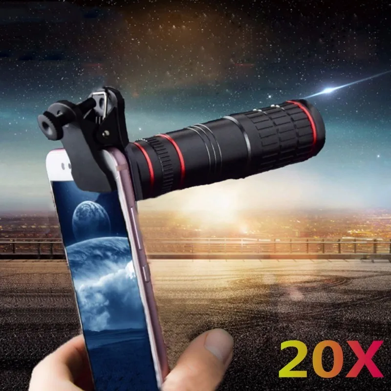 LISHE Universal 20X Telescope Optical Zoom Mobile Phone Lens For IPhone Samsung Huawei Smartphones Clip Telefon Camera | Мобильные