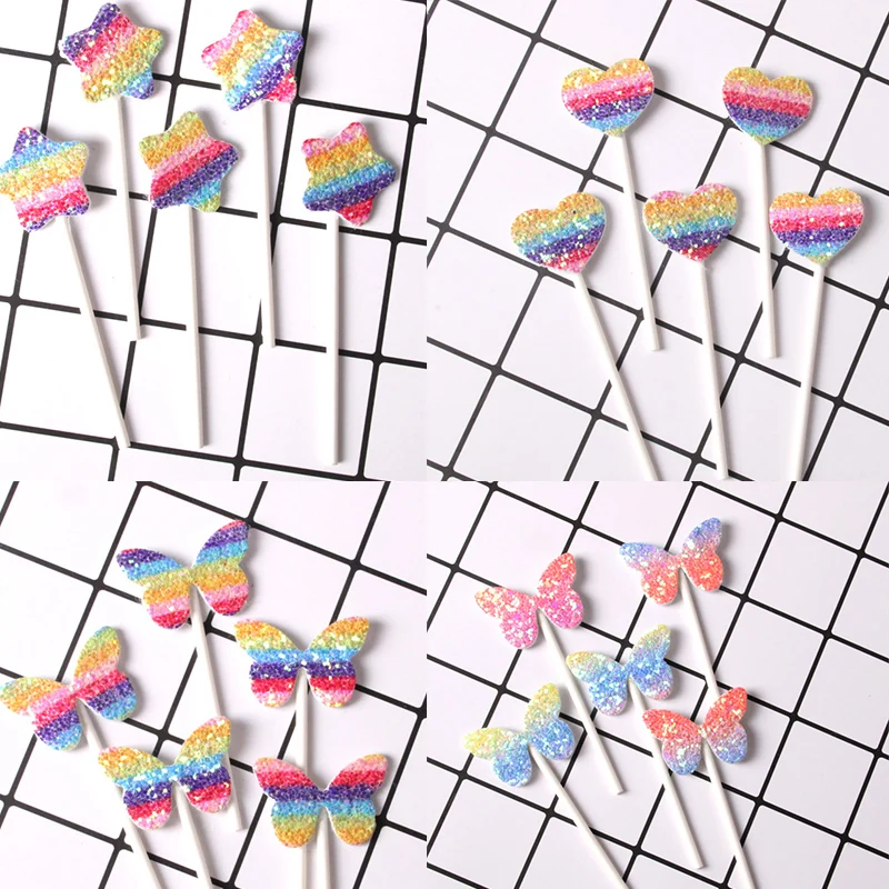 5 шт./лот разноцветные украшения в форме сердца на день рождения открытки для