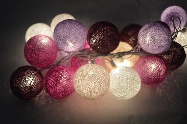 Новый дизайн белая Орхидея фиолетовая хлопчатобумажная гирлянда в виде шариков