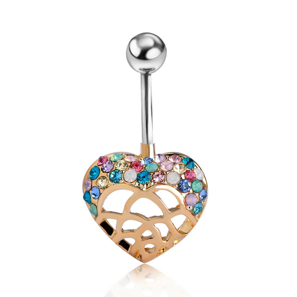 Изогнутые в форме сердца украшения для тела ослепительный пирсинг пупка