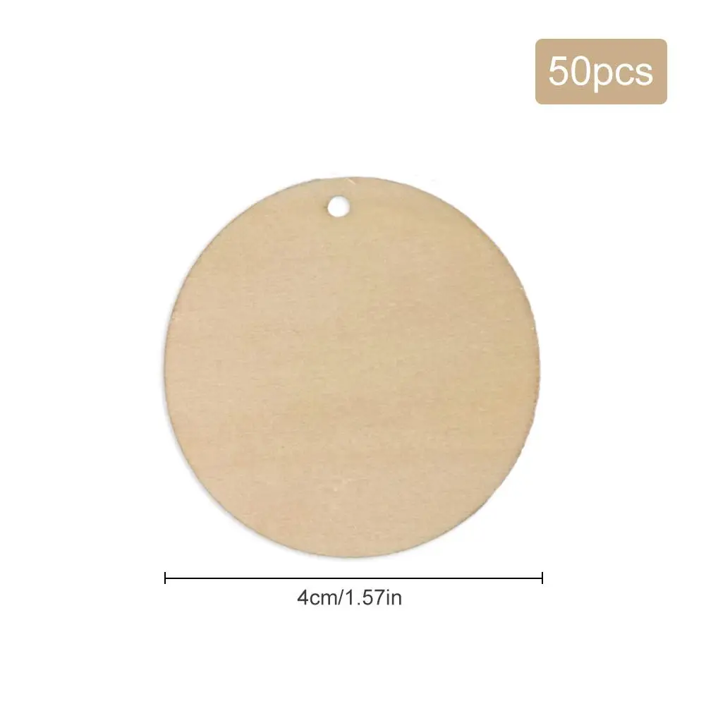 50pcs 4cm 50 шт в наборе, 3/4/5 см НЕОБРАБОТАННАЯ древесина виде незаполненного круга чипы диски отверстие брелок Металлический брелок Подвески украшения DIY ручной работы деревянные украшения - Цвет: 50pcs 4cm