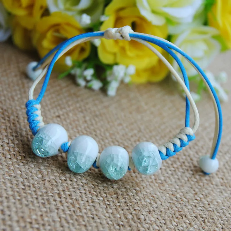 

New Fashion Original Ceramics Beads Charms Braided Adjustable Bracelets Good Luck Bracelet Lovers Jewelry Women Party Trinket