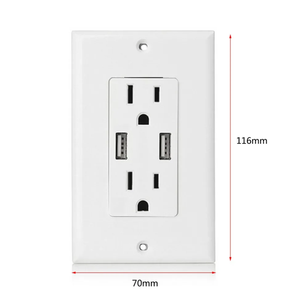 Новинка 2018 настенная розетка USB US Plug 4.8A панель питания переменного тока два