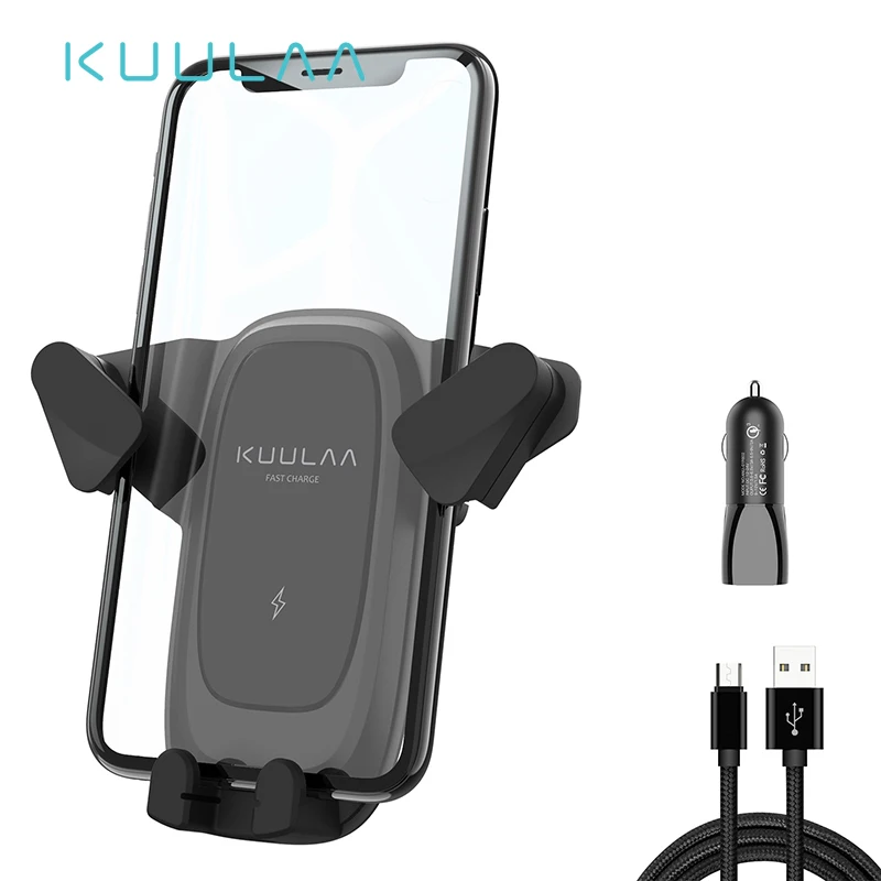 KUULAA Qi автомобильное беспроводное зарядное устройство для iPhone Xs X 8 10 Вт быстрая