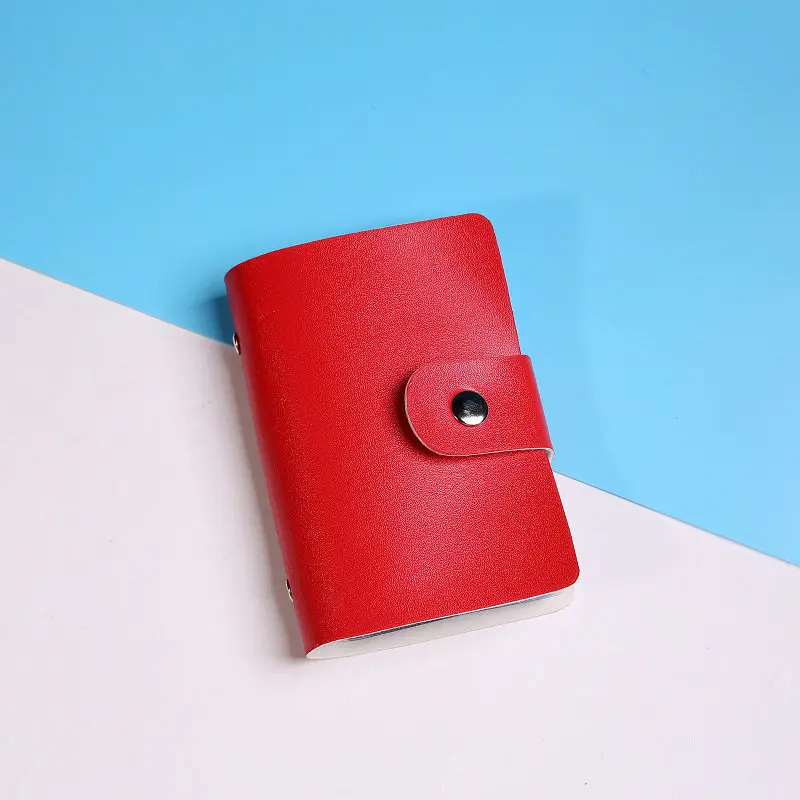 Red Чехол для карт из искусственной кожи с функцией 24 бита, бизнес-держатель для карт для мужчин и женщин, сумка для кредитных карт, карт, ID, паспорта, карт, кошелек - Цвет: Red