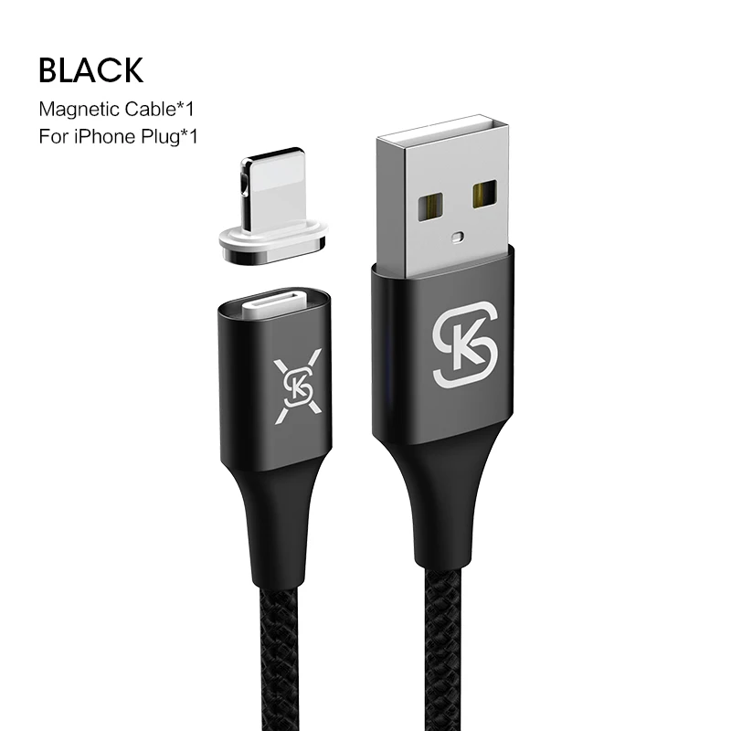SIKAI 3A Магнитный кабель Micro usb type C 3 в 1 супер быстрая зарядка магнит QC3.0 Зарядное устройство usb c для iphone samsung huawei xiaomi - Цвет: black for apple