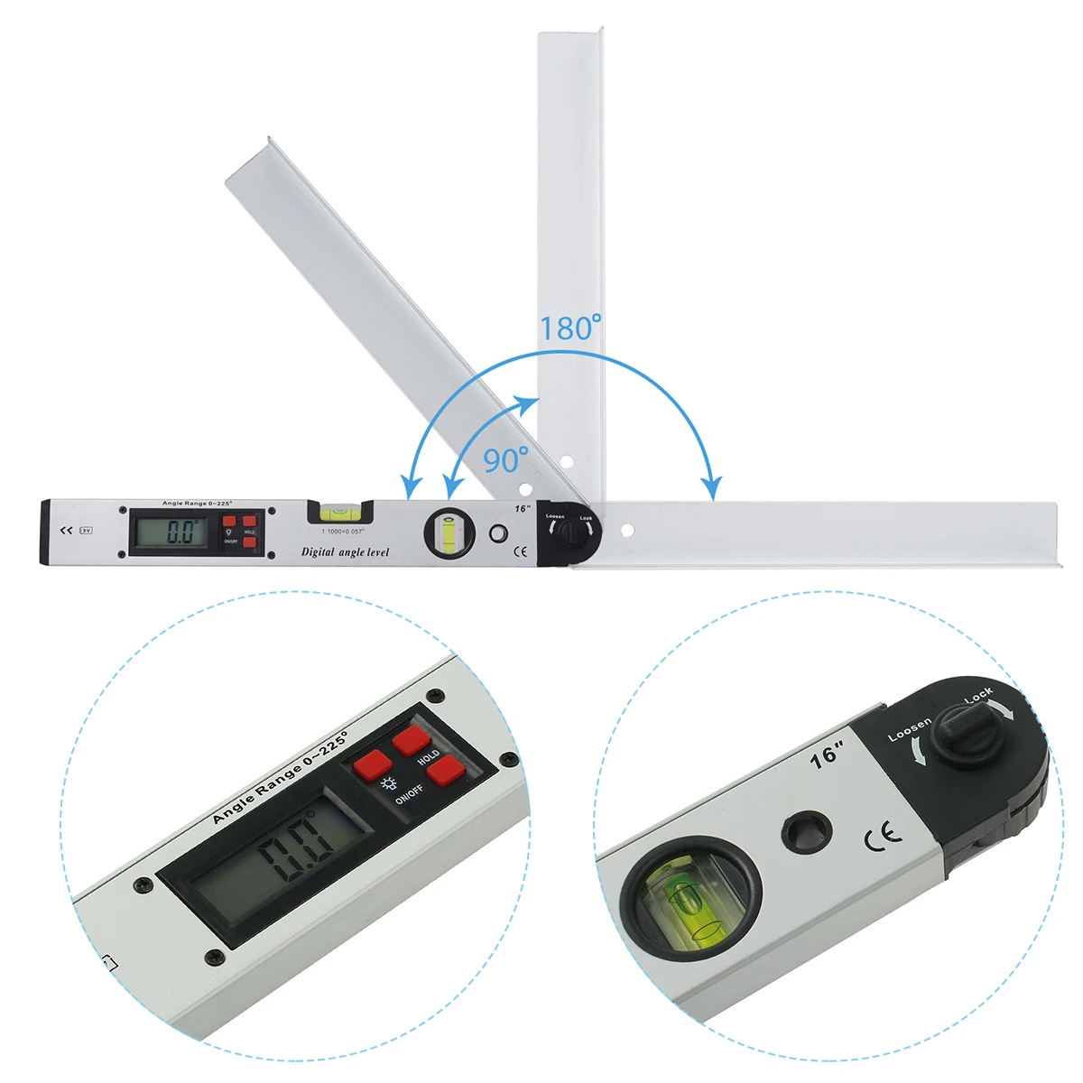 ANENG 0~225Degree LCD Digital Display Angle Level With Portable Bag Aluminum Alloy Vertical Measuring Device | Инструменты