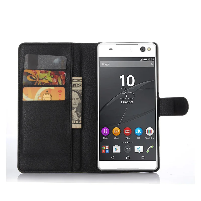 Роскошный чехол кошелек из искусственной кожи с откидной крышкой для Sony Xperia C5 Ultra