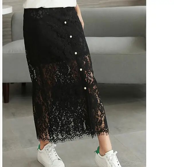 Women's Skirt High Waist Pencil Summer Fashion Women long Length Lace Lady Skirts Plus Size Y076 | Женская одежда