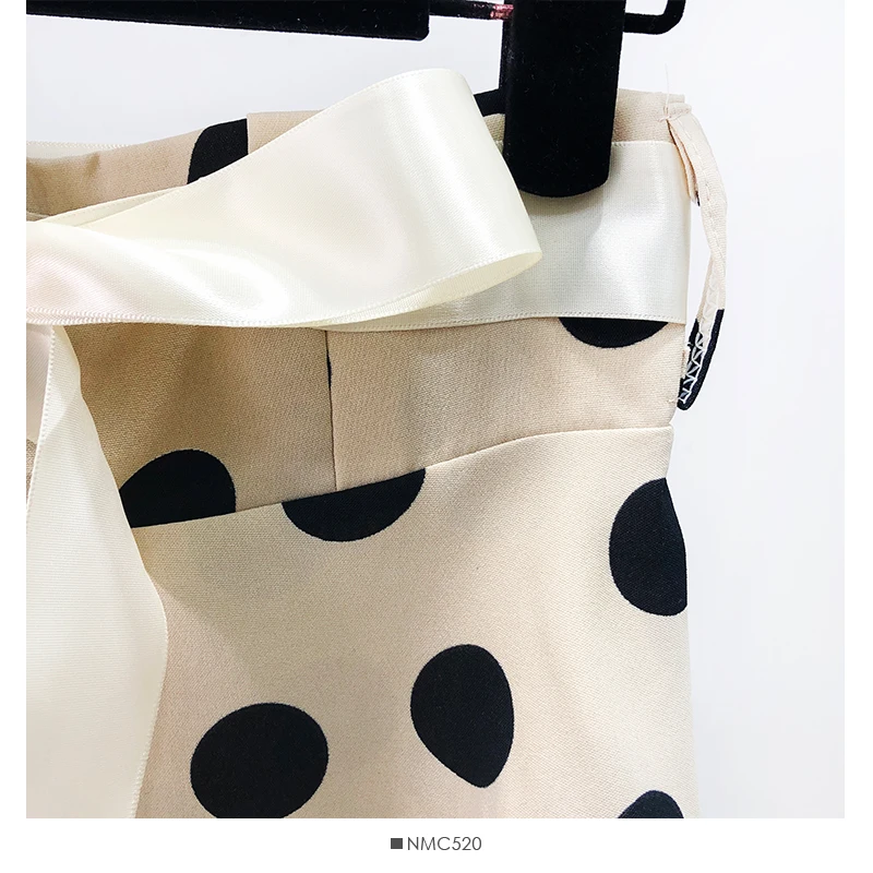 Летняя женская юбка в горошек трапециевидная мини с бантом пляжная Корейском