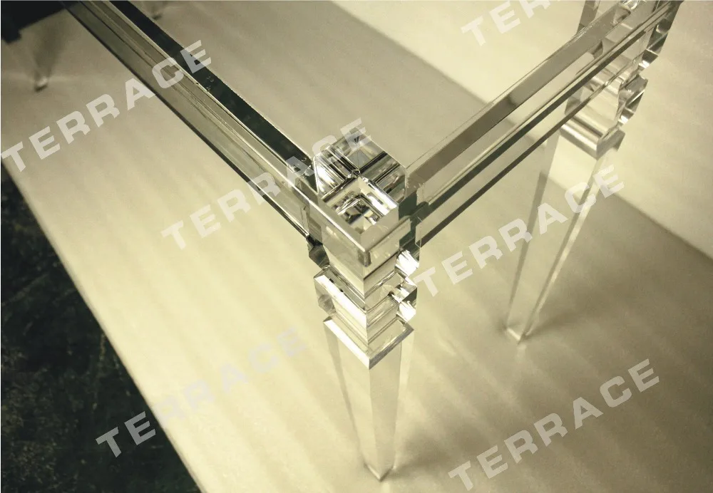 Rectangular lucite console table with square tapered acrylic legs Acrylic Dining Tables | Мебель