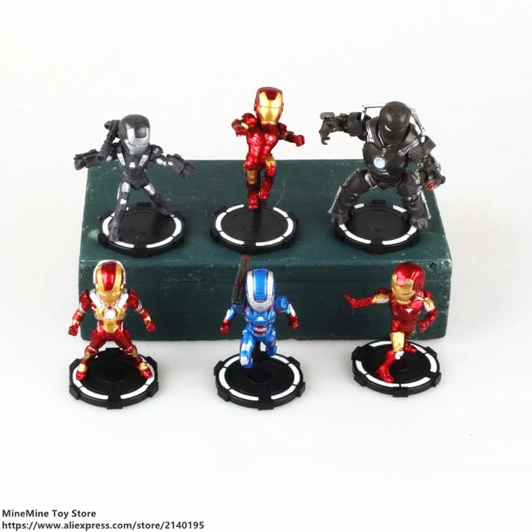 DISNEY Marvel Мстители 6 шт./компл. Железный человек 8 см фигурка аниме мини украшение