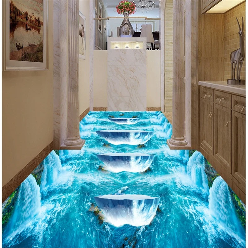 3d ПВХ настенное покрытие стикер водопад вода плавающий остров живопись обои для