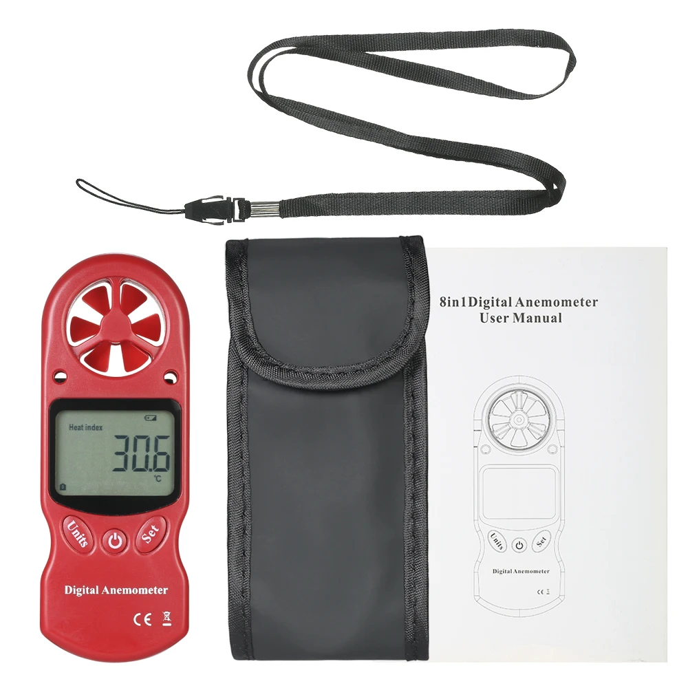 

8 in1 Digital mini Anemometer Wind Speed Temperature Humidity Wind Chill Heat Index Dew Point Barometric Pressure Altitude Meter
