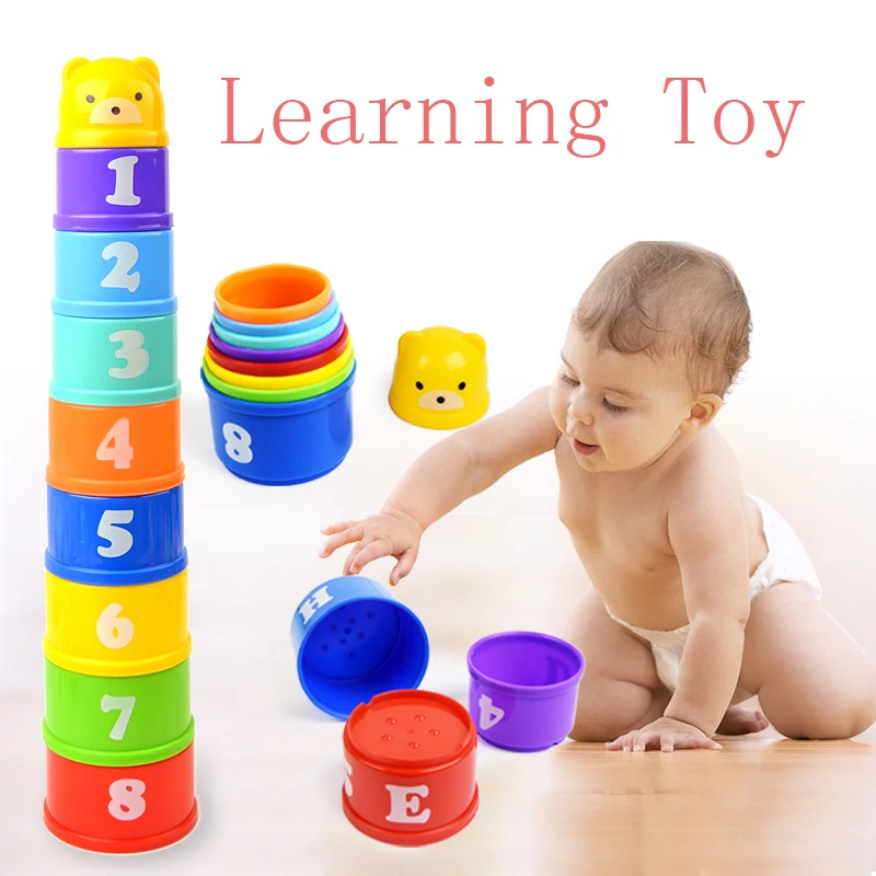 

9pcs Learning Cup Toys Math Numbers Letters Stacking Toy Colorful Cute Stacking Pile Up Cups Plastic ABS Christmas Gift for Kids