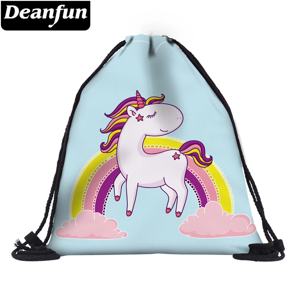 Deanfun 3D сумка со стягивающим шнурком и напечатанным текстом Радуга Единорог для