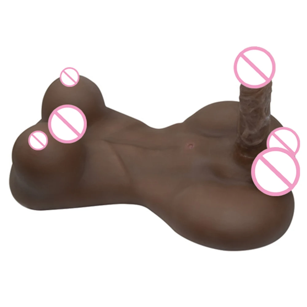 Черная силиконовая кукла для интима с пенисом 18 см и большой грудью любви женщин