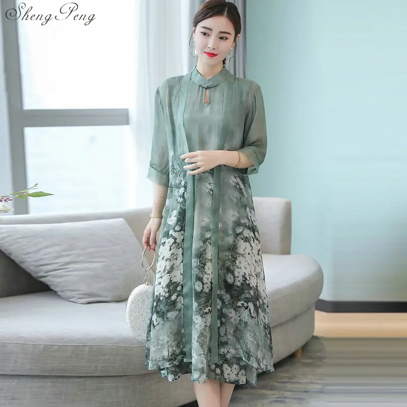 

Традиционное китайское длинное платье Ao Dai, женское Элегантное Длинное Платье чонсам, платье в китайском стиле для женщин, V815