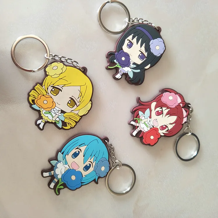 Puella Magi Madoka Magica Аниме ПВХ брелок Akemi Homura Miki Sayaka Sakura Kyouko милые забавные Подвески брелки для ключей portachiavi