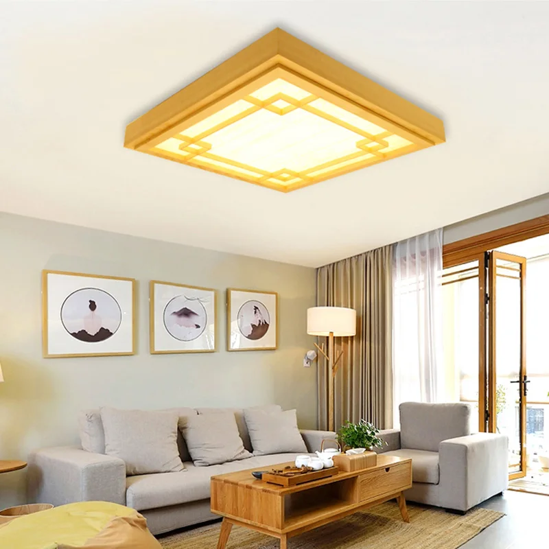 

Японский стиль татами деревянный потолок и Pinus Sylvestris ультратонкая светодиодная лампа естественный цвет квадратная сетка бумага потолочный...
