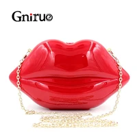 new personality creative sexy red lips clutch bags fashion shoulder crossboby bags women acrylic evening wedding party handbags