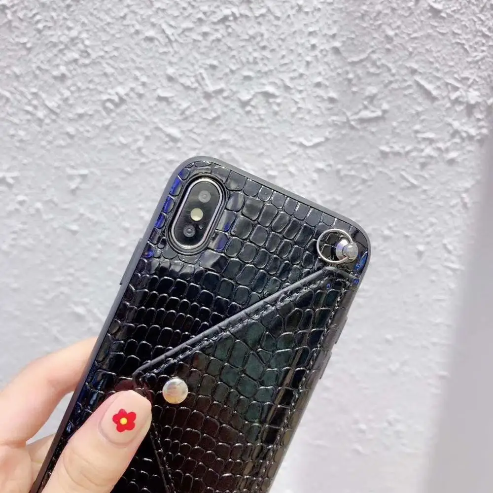 Чехол-бумажник для карт iphone 8 7 6s 6 plus XR X XS MAX чехол с узором крокодиловая кожа
