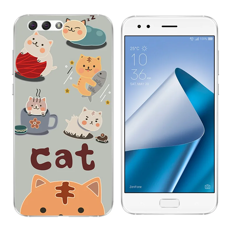 for Asus Zenfone 4 ZE554KL Cover Soft TPU Silicone Cat Landscape Printing Phone Cases Bags |