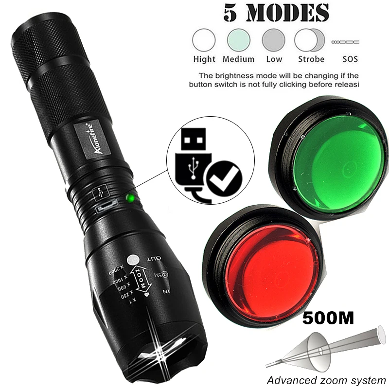 Zoomable linternas светодиодный фонарь домашний прожектор высокий яркий CREE XM-L T6 USB Перезаряжаемый светодиодный фонарь для батареи 18650