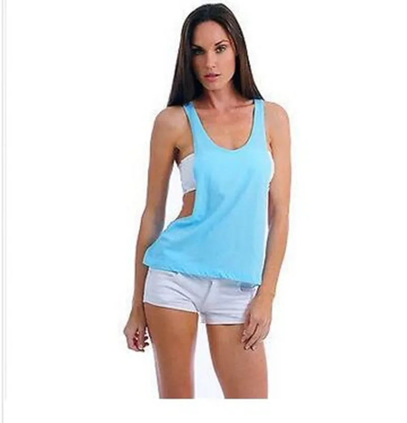 2018 Горячая Женская Сексуальная драпированная майка с открытыми боками неоновые