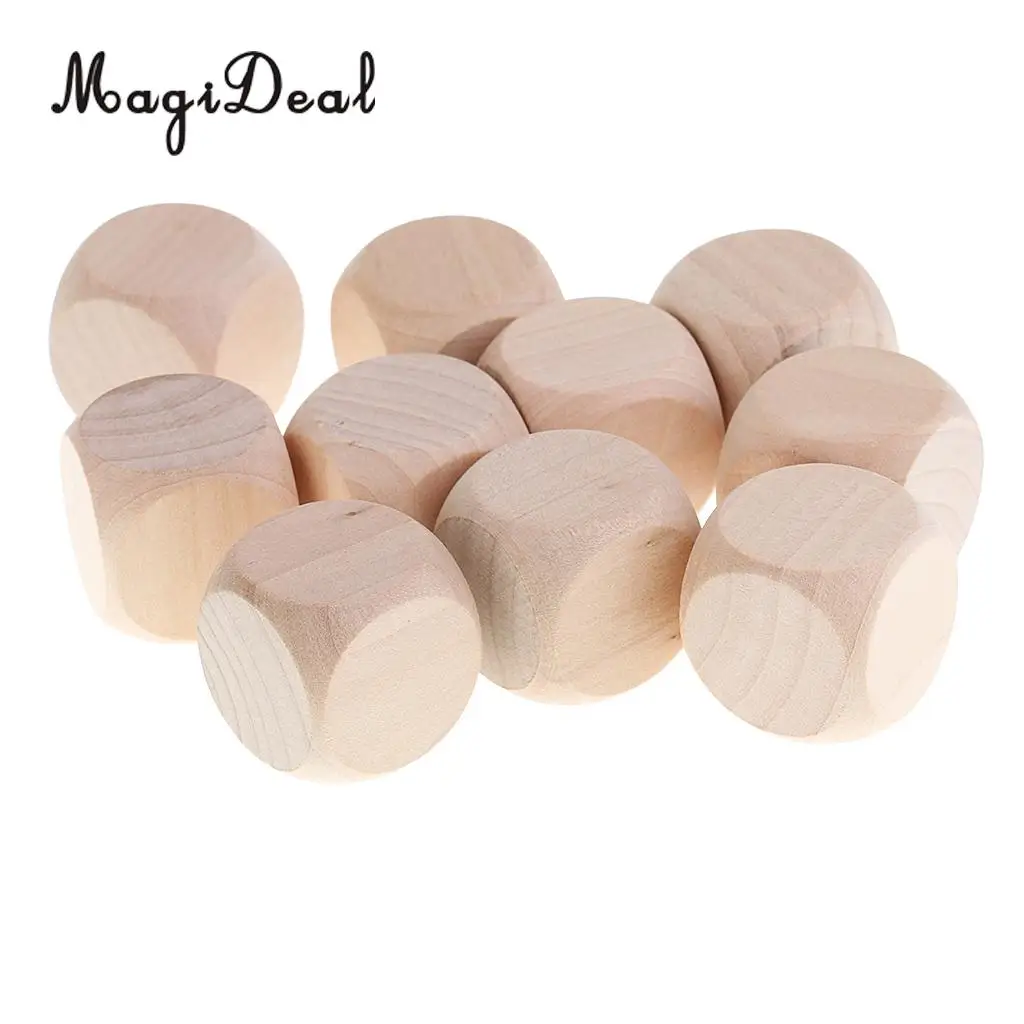 MagiDeal забавные 10 шт. деревянные кости пустые лица для DIY поделка-украшение проектов Детские игрушки игра D6 3 см развлекательная игра кости подарки