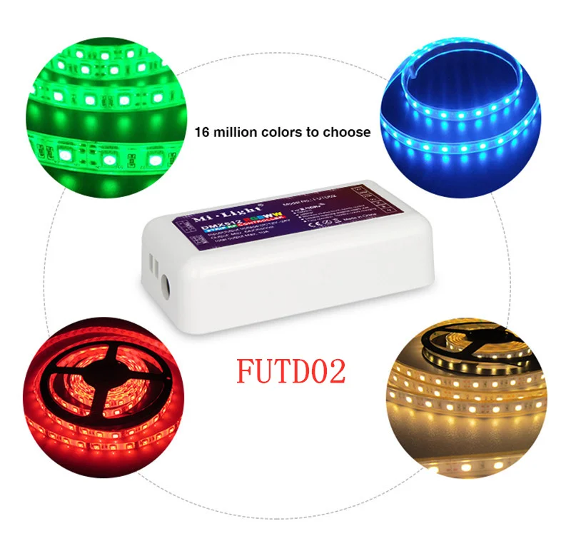 2.4G RF Wireless Mi Light FUTD02 DMX512 RGBWW/CW strip controller RGB+CCT control panel controllable DC12V-24V | Лампы и освещение