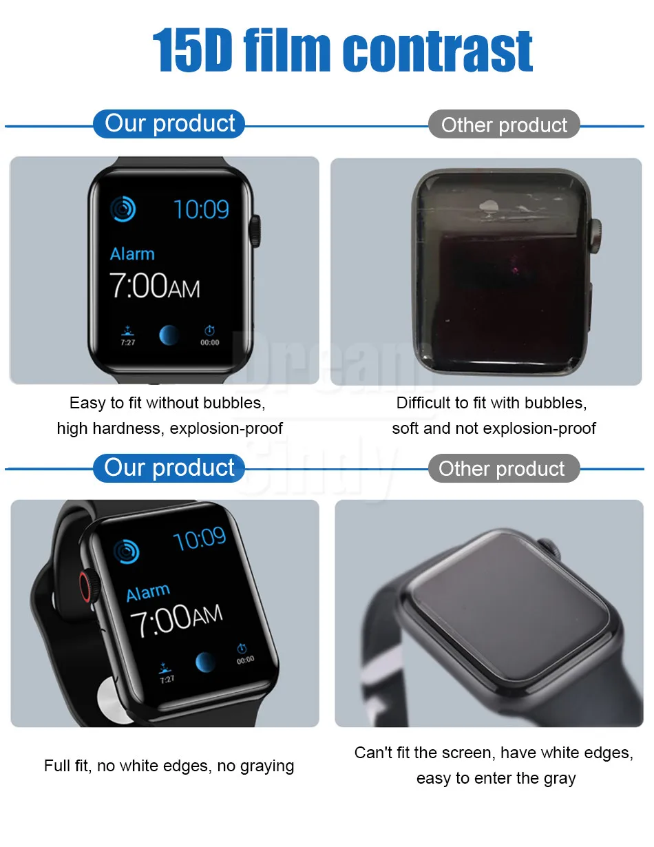 15D Curved Edge Tempered Glass On The For Iwatch 1 2 3 4 Screen Protective Glass For Apple watch 38 40 42 44 mm Protector Film