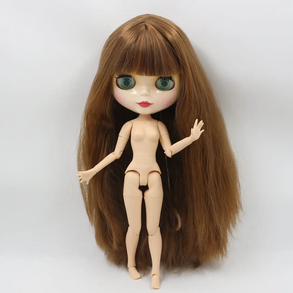 Ледяной DBS Blyth кукольные нет. QN1741 каштановые прямые волосы на шарнирное тело из