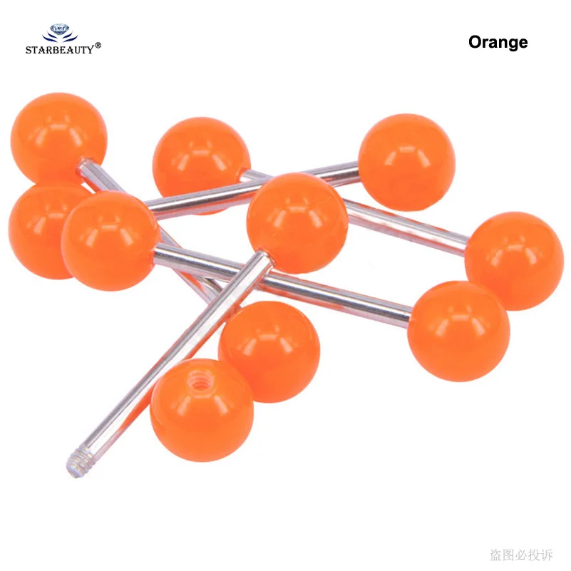 Orange x 7pcs 7 шт./партия фосфоресцирующий Радужный оральный секс язык кольцо-пирсинг в язык Акриловый пирсинг кольцо для соска Спираль пирсинг Ланге - Окраска металла: Orange x 7pcs