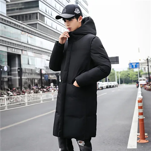 black Большие размеры, M-5XL, Зимняя Мужская парка, куртка, длинное пальто, Мужская Толстая куртка с хлопковой подкладкой, высокое качество, парка, пальто, мужская мода, повседневная одежда - Цвет: black