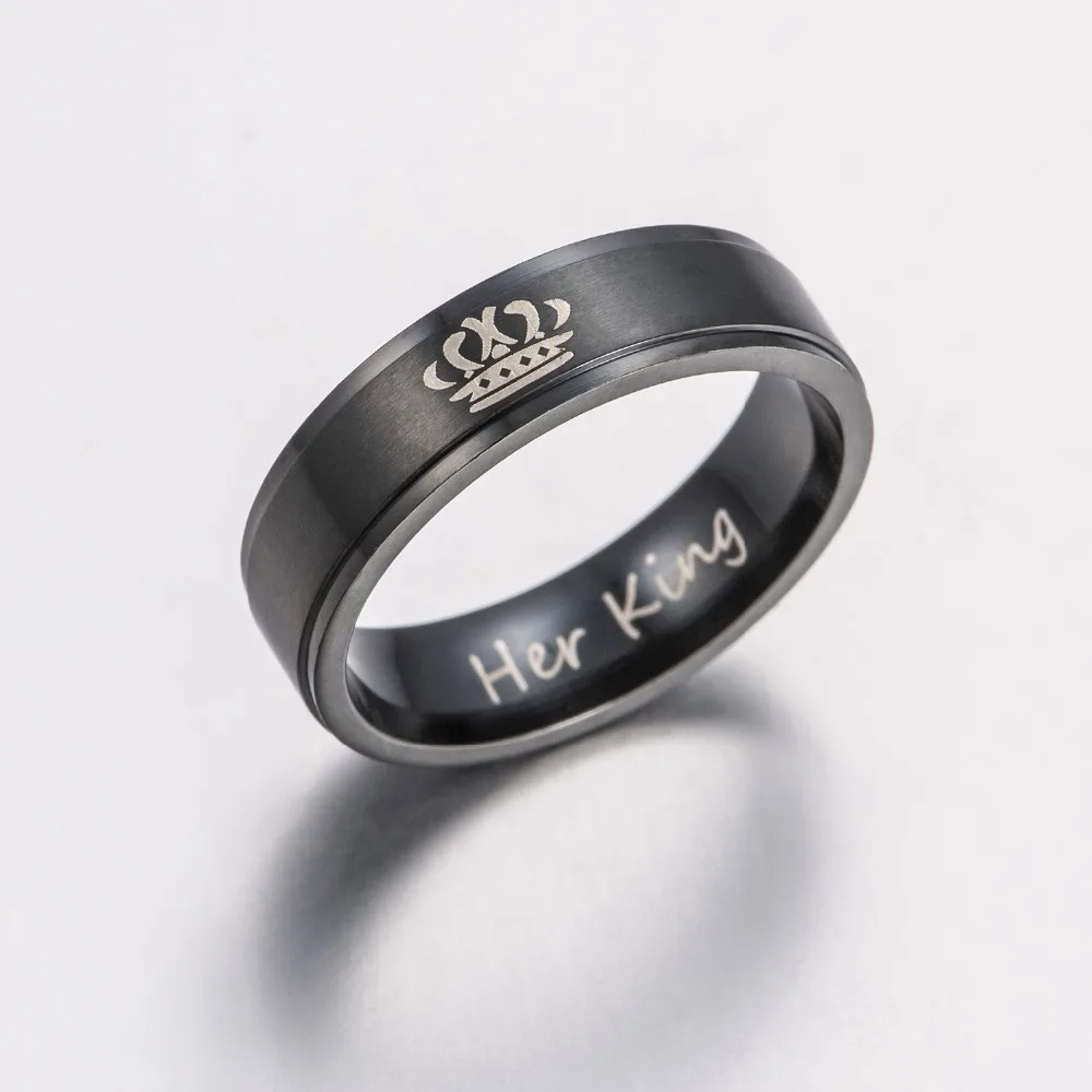 Engagement Wedding Promise Jewelry Ring 2018 Fashion Crown Her king and His Queen Couples Stainless Steel Lover | Украшения и