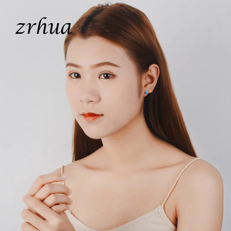 ZRHUA Новое поступление радужные серебряные сверкающие звезды серьги гвоздики для