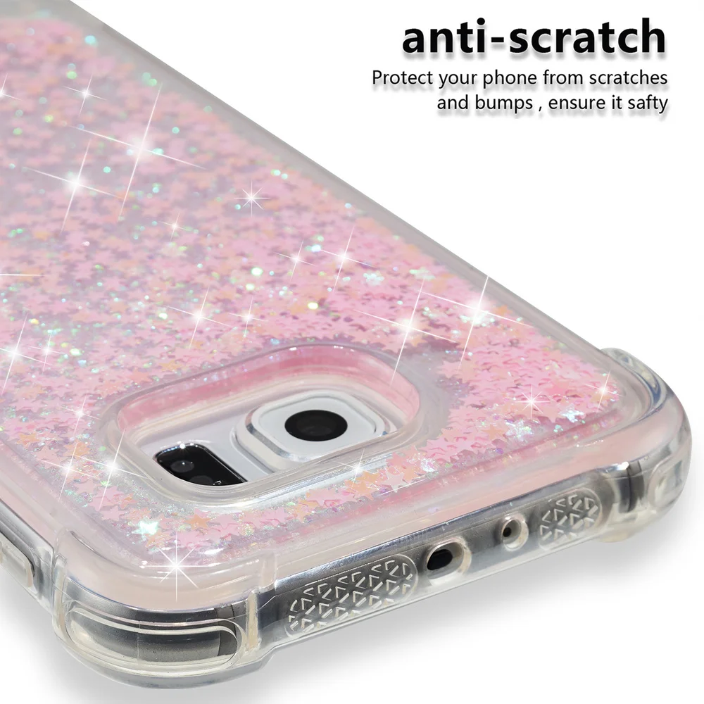 Для Samsung Galaxy S6 S 6 Bling Glitter Quicksand Liquid Fitted Case SM-G920FD SM-G920F Симпатичные бампер из мягкого