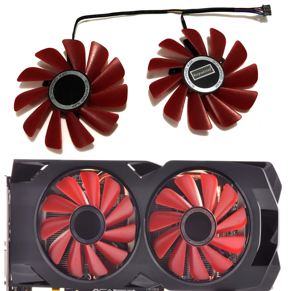 85 мм Диаметр RX 570 RS FDC10U12S9 C GPU видеокарты кулер двойной вентилятор для XFX RX570 видео