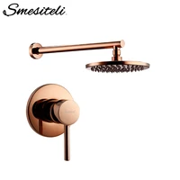 shower diverter valve faucet set rose gold bathroom solid brass with 8 12 inch round shower head bathroom wall shower parts